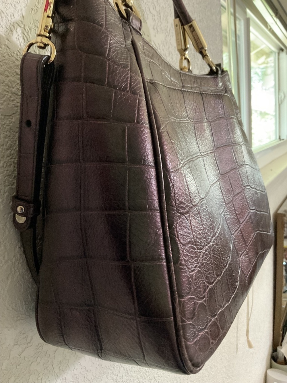 Brahmin Brown croc embossed Ruby Melbourne Satchel Bag,beautiful color EUC - Picture 4 of 10